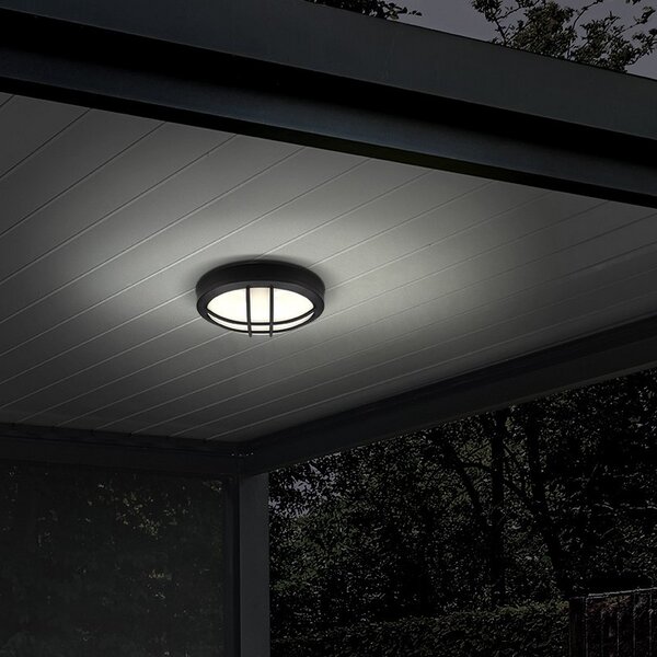 SOLIGHT LED vonkajšie prisadené svietidlo s mriežkou 13W/230V/910Lm/4000K/120°/IP65, kruhové čierne