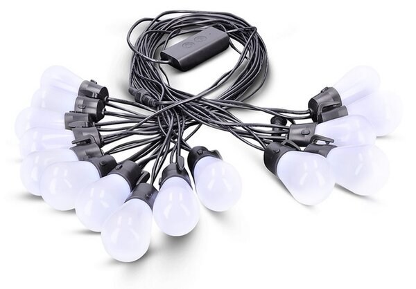 SOLIGHT LED smart párty reťaz 10W, RGB, bluetooth, 15 žiaroviek, 14m+6m, IP44