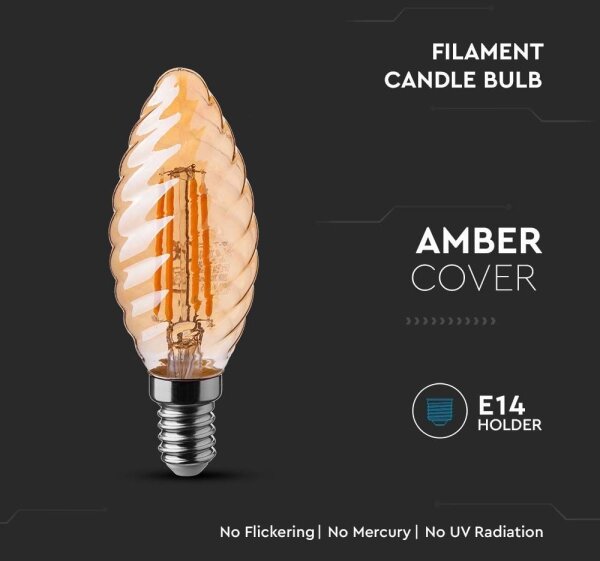 LED Žiarovka FILAMENT AMBER E14/4W/230V 2200K