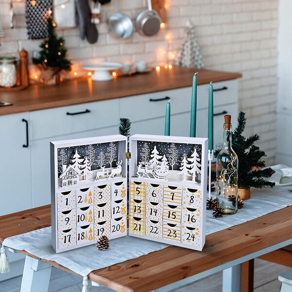 SOLIGHT LED adventný kalendár - kniha, 8x LED, 40x30cm, 2x AAA