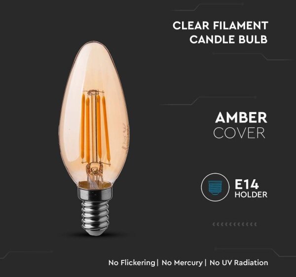 LED Žiarovka FILAMENT AMBER E14/4W/230V 2200K
