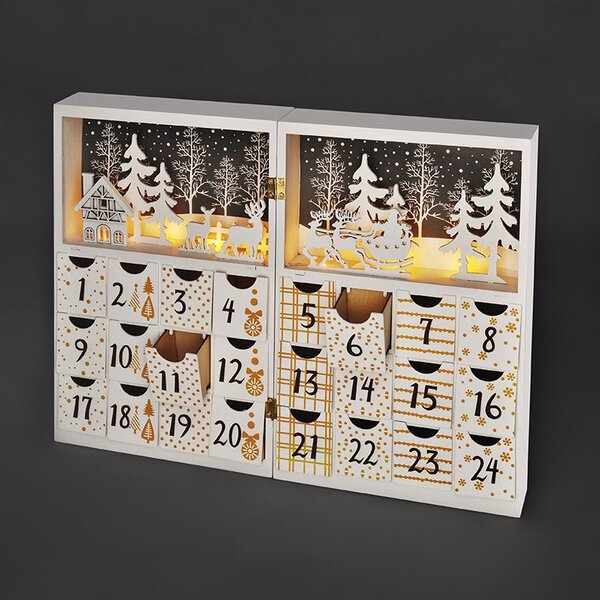 SOLIGHT LED adventný kalendár - kniha, 8x LED, 40x30cm, 2x AAA