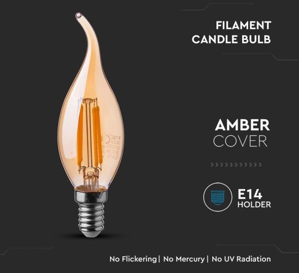 LED Žiarovka FILAMENT AMBER E14/4W/230V 2200K