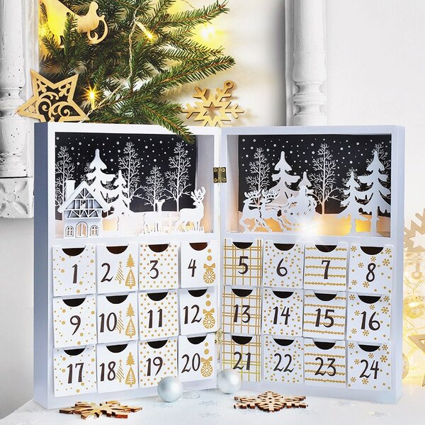 SOLIGHT LED adventný kalendár - kniha, 8x LED, 40x30cm, 2x AAA