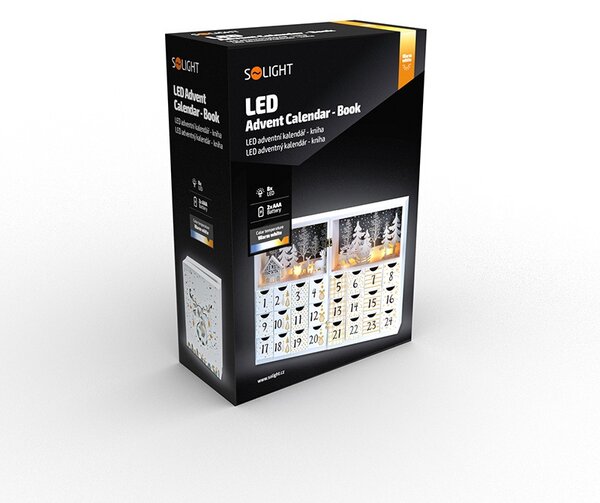 SOLIGHT LED adventný kalendár - kniha, 8x LED, 40x30cm, 2x AAA