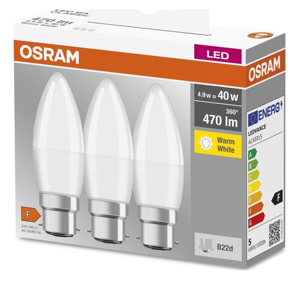 SADA 3x LED Žiarovka B38 B22d/4,9W/230V 3000K - Osram