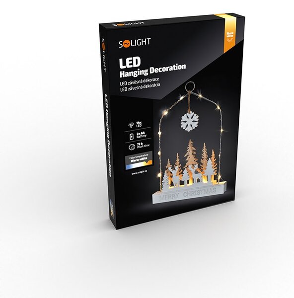 SOLIGHT LED závesná dekorácia les s jeleňami, 14x LED, 2x AA
