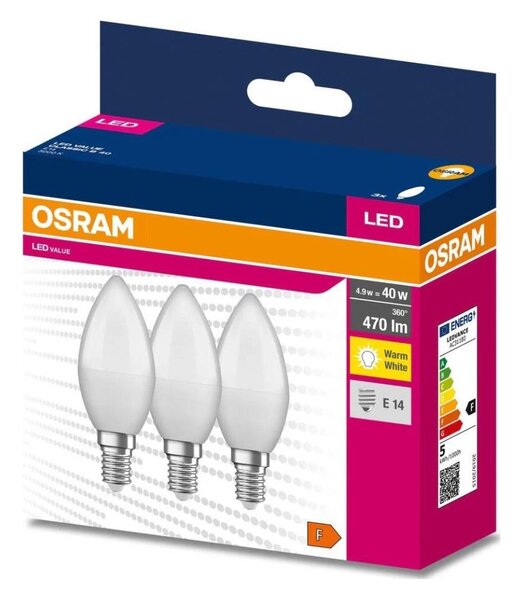 SADA 3x LED Žiarovka B38 E14/4,9W/230V 3000K - Osram