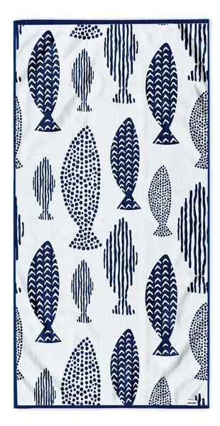 Tmavomodrá plážová osuška 90x180 cm Fish - DecoKing
