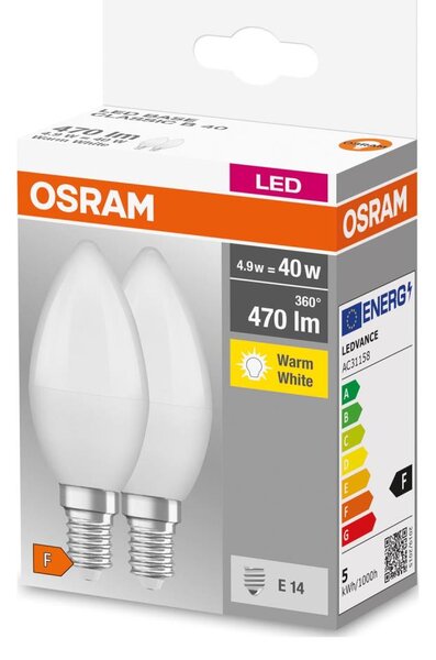 SADA 2x LED Žiarovka B38 E14/4,9W/230V 3000K - Osram