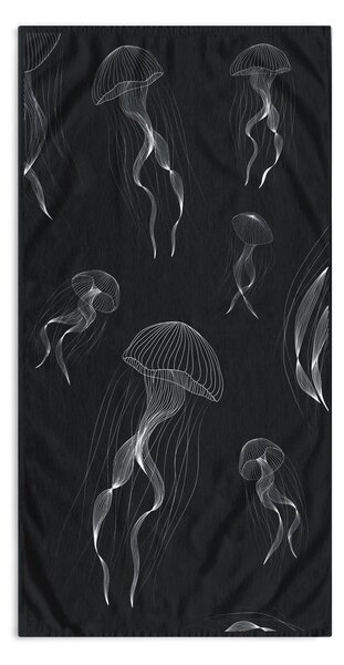 Čierno-biela plážová osuška 90x180 cm Jellyfish - DecoKing