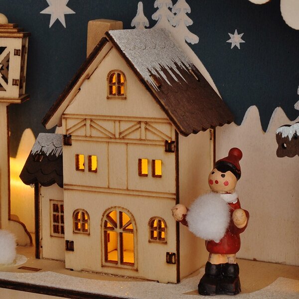SOLIGHT LED adventný kalendár Horská chata, 10x LED, 50x40cm, 2x AA