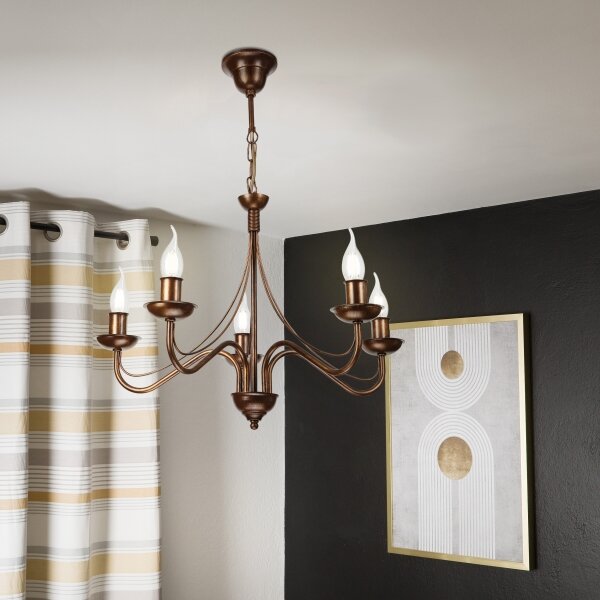 Luster na reťazi ANTON 5xE14/15W/230V bronzový