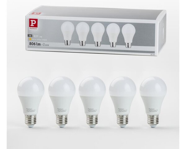 SADA 5x LED Žiarovka A60 E27/9W/230V 2700K - Paulmann 28780