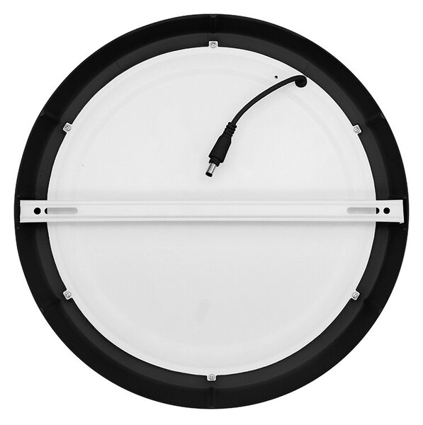 SOLIGHT LED mini panel CCT, prisadený, 24W, 1800lm, 3000K, 4000K, 6000K, okrúhly čierny