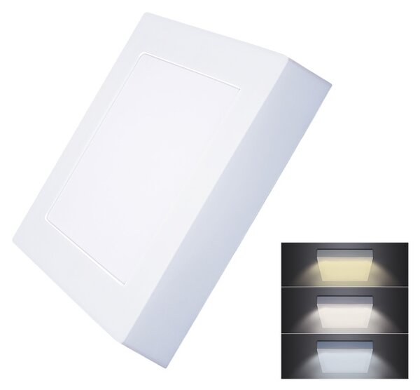 SOLIGHT LED mini panel CCT, prisadený, 12W, 900lm, 3000K, 4000K, 6000K, štvorcový biely