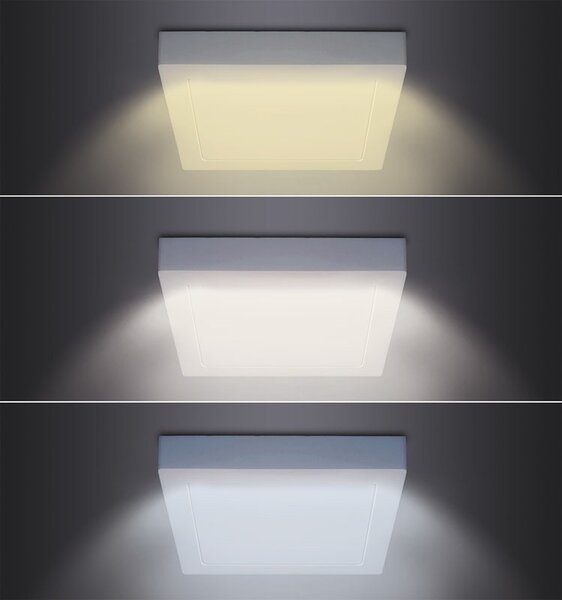 SOLIGHT LED mini panel CCT, prisadený, 18W, 1530lm, 3000K, 4000K, 6000K, štvorcový biely