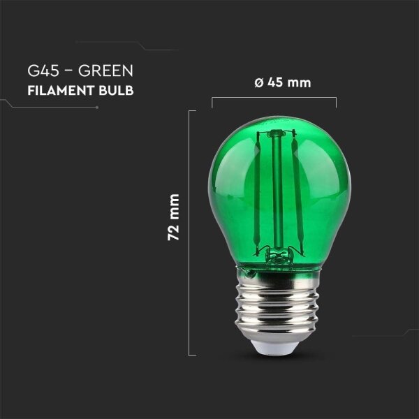 LED Žiarovka FILAMENT G45 E27/2W/230V zelená
