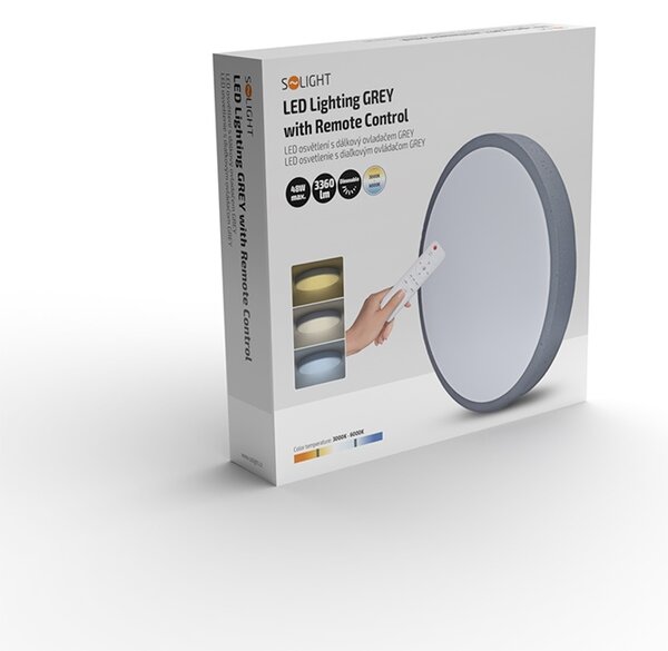 SOLIGHT LED osvetlenie Grey CCT, 48W, 3360lm, 38cm