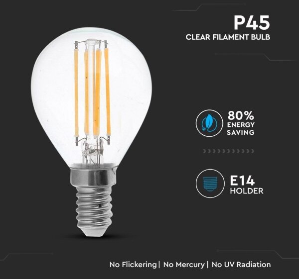 LED Žiarovka FILAMENT P45 E14/4W/230V 4000K
