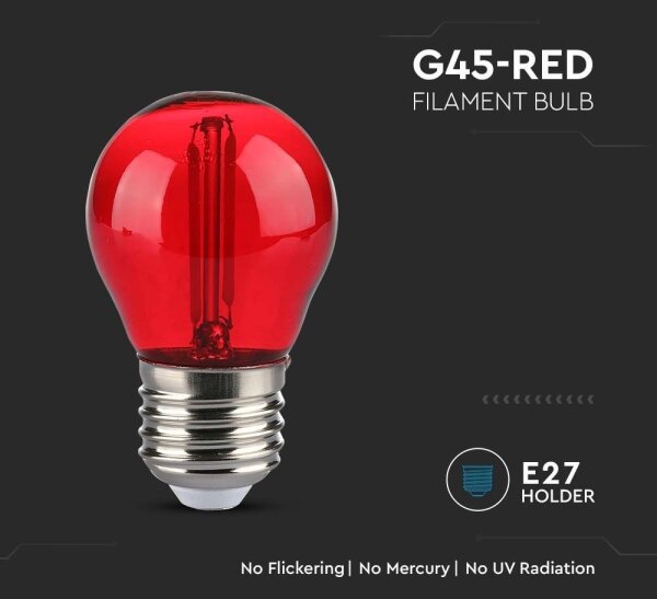 LED Žiarovka FILAMENT G45 E27/2W/230V červená
