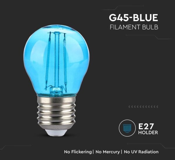 LED Žiarovka FILAMENT G45 E27/2W/230V modrá