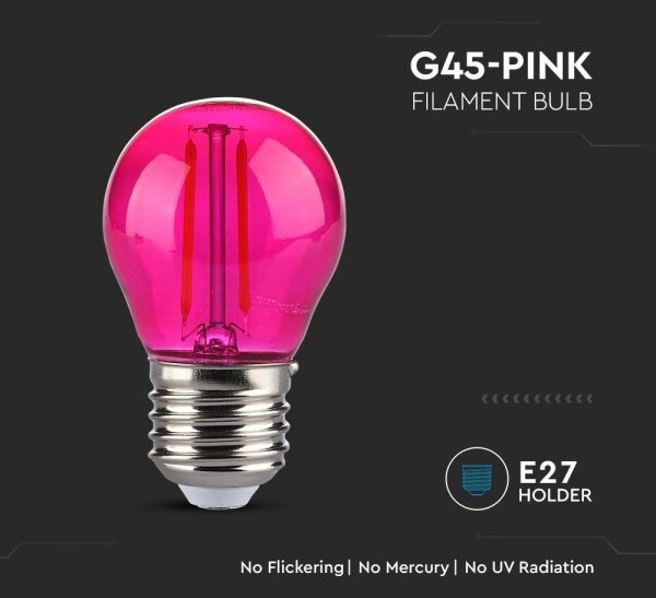 LED Žiarovka FILAMENT G45 E27/2W/230V ružová