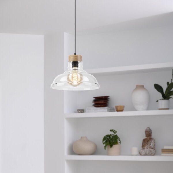 Závesný luster na lanku SINGLE 1xE27/60W/230V pr. 28 cm dub