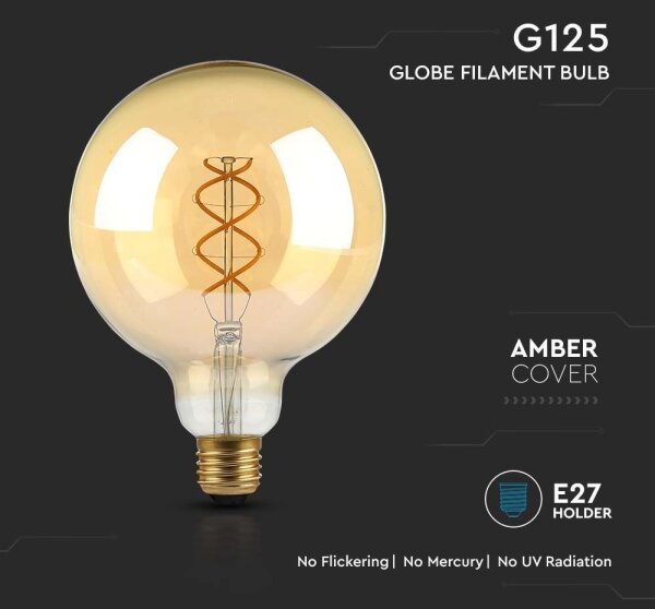 LED Žiarovka FILAMENT G125 E27/5W/230V 1800K
