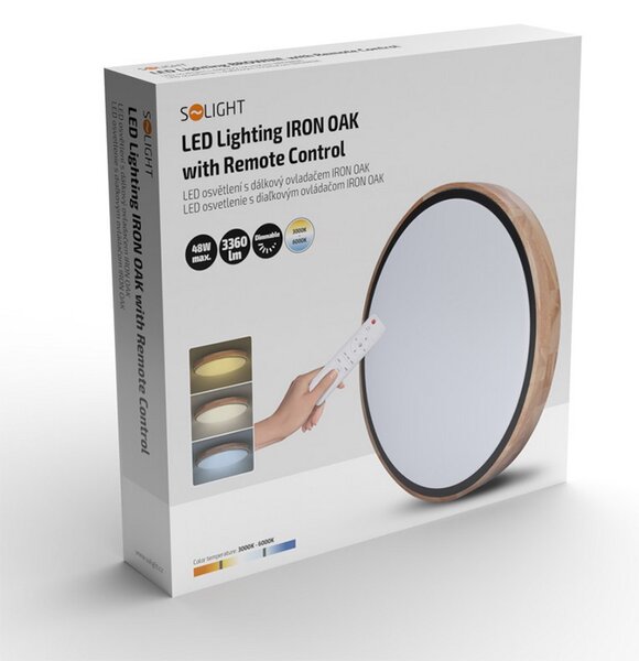 SOLIGHT LED osvetlenie Iron Oak CCT, 48W, 3360lm, 40cm