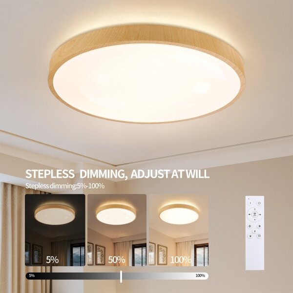 Brilagi-LED Stmievateľné svietidlo GLASS POOL DOUBLE LED/80W/230V 60 cm dek. dreva+DO