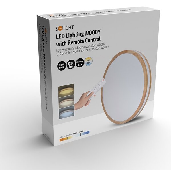 SOLIGHT LED osvetlenie Woody CCT, 48W, 3360lm, 38cm