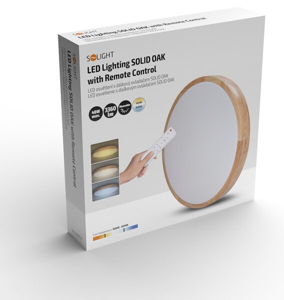 SOLIGHT LED osvetlenie Solid Oak CCT, 48W, 3360lm, 39cm