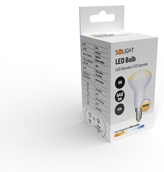 SOLIGHT SMD LED reflektorová žiarovka R50 5W E14 3000K 440lm