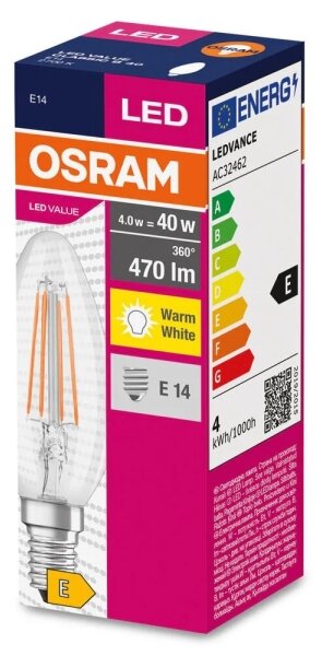 LED Žiarovka FILAMENT B40 E14/4W/230V 2700K - Osram