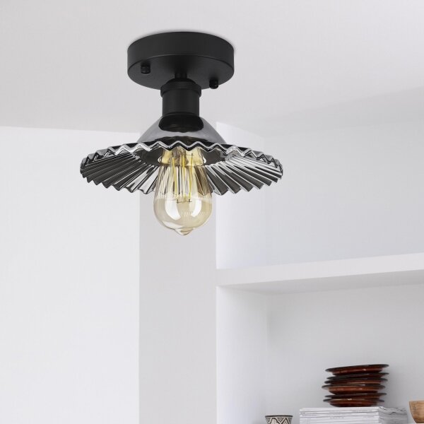 Prisadený luster TRISH 1xE27/15W/230V čierna/dymovo čierna