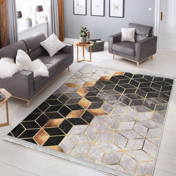 Koberec v sivo-zlatej farbe 80x150 cm - Mila Home
