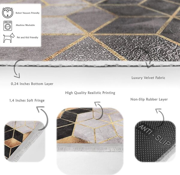Koberec v sivo-zlatej farbe 80x150 cm - Mila Home