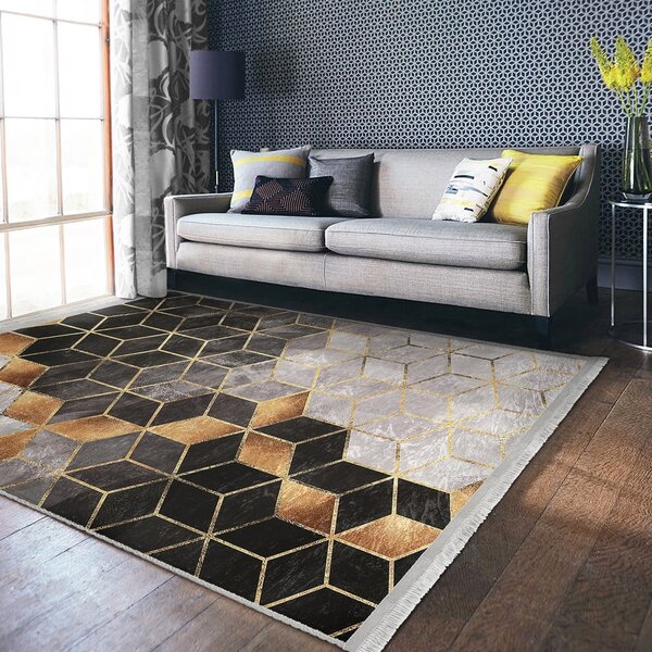 Koberec v sivo-zlatej farbe 80x150 cm - Mila Home