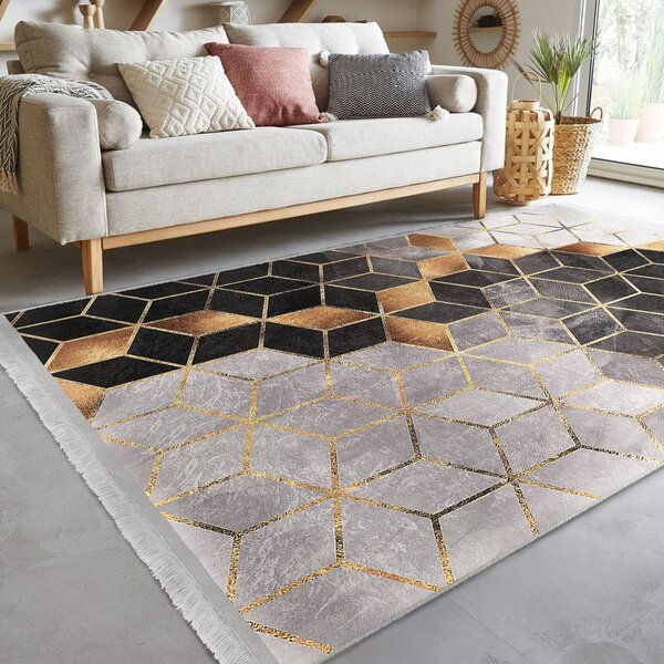 Koberec v sivo-zlatej farbe 80x150 cm - Mila Home