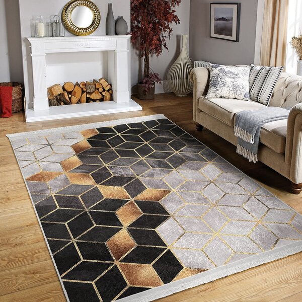 Koberec v sivo-zlatej farbe 80x150 cm - Mila Home