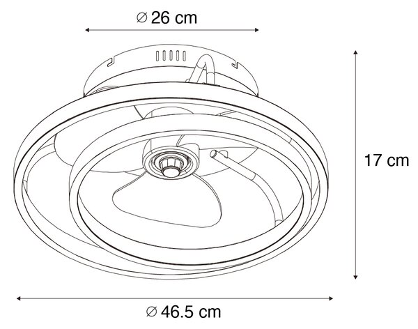 Stropný ventilátor zlatý 46,5 cm vrátane LED s diaľkovým ovládaním - Kees