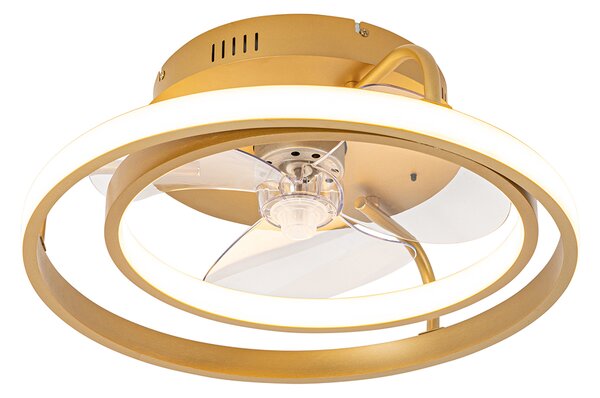 Stropný ventilátor zlatý 46,5 cm vrátane LED s diaľkovým ovládaním - Kees
