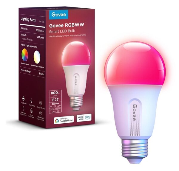 Govee - LED RGBWW Stmievateľná žiarovka Smart E27/9W/230V 2700-6500K Wi-Fi
