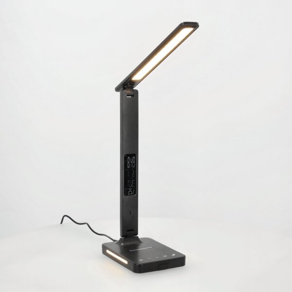 LED Stm. lampa s bezdr. nab. QI, displejom a USB portom LED/7W/230V 3000-6000K