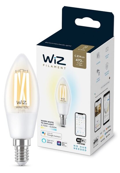 LED Stmievateľná žiarovka C35 E14/4,9W/230V 2700-6500K CRI 90 Wi-Fi - WiZ