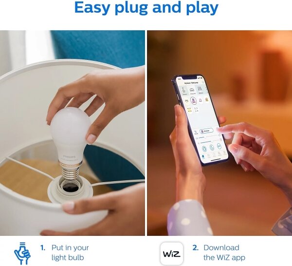 SADA 2x LED Stmievateľná žiarovka Philips A60 E27/8W/230V Wi-Fi