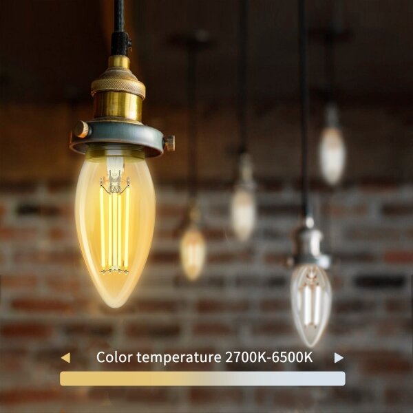 LED Stmievateľná žiarovka FILAMENT C35 E14/4,5W/230V 2700-6500K Wi-Fi - Aigostar
