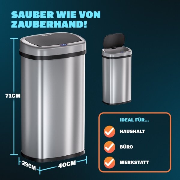 Bezdotykový Jumbo koš 58l strieborná
