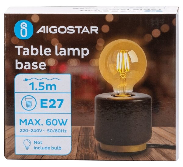 Aigostar - Stolná lampa 1xE27/60W/230V čierna